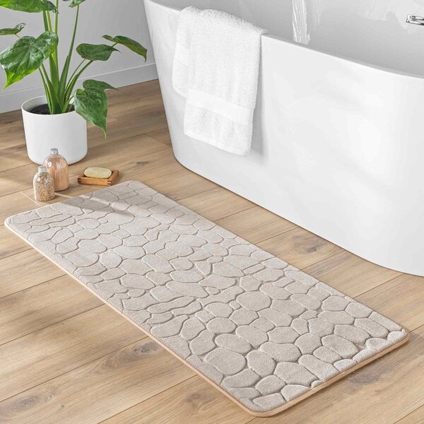 Бежов текстилен килим за баня 50x120 cm Ricochet – douceur d'intérieur