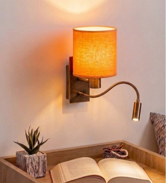 Brilagi - LED гъвкава стенна лампа NUBILA 1xE27/25W/230V + LED/3W месинг/оранжева