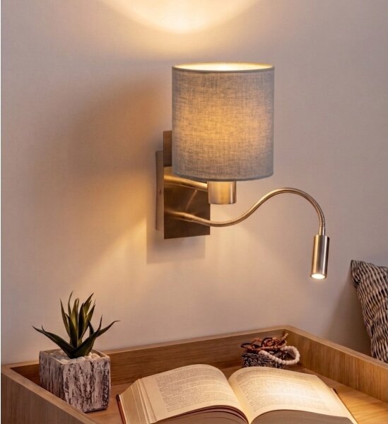 Brilagi - LED гъвкава настенна лампа NUBILA 1xE27/25W/230V+LED/3W хром/светлосива