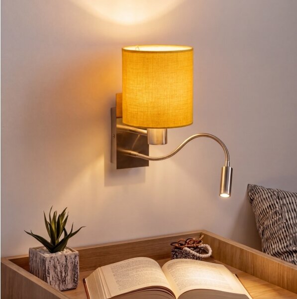 Brilagi - LED гъвкава стенна лампа NUBILA 1xE27/25W/230V+LED/3W хром/жълта