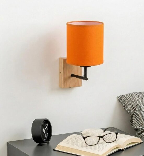 Brilagi - Стенна лампа NUBILA WOOD 1xE27/25W/230V дъб/черен/оранжев