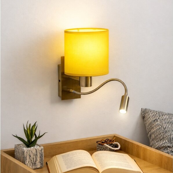 Brilagi-LED Гъвкава стенна лампа NUBILA 1xE27/25W/230V + LED/3W месинг/жълта
