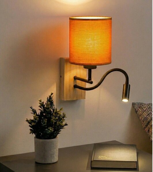Brilagi - LED настенна лампа NUBILA WOOD 1xE27/25W/230V + LED/3W дъб/черен/оранжев