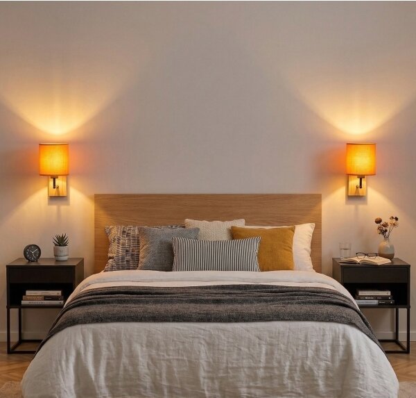 Brilagi - Стенна лампа NUBILA WOOD 1xE27/25W/230V дъб/черен/оранжев
