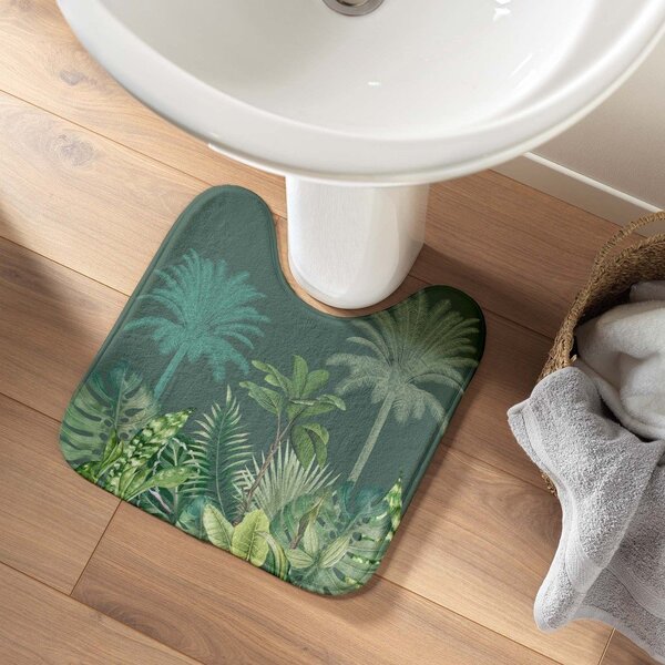 Зелен текстилен килим за баня WC 45x45 cm Vagabonde – douceur d'intérieur