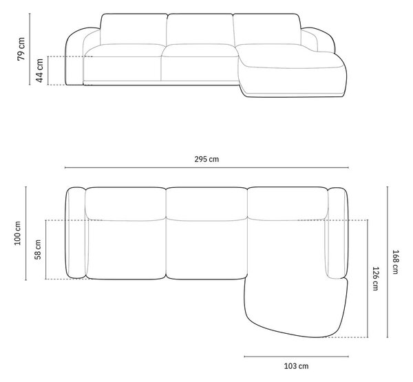 Бежов кадифен ъглов диван Erin – Micadoni Home