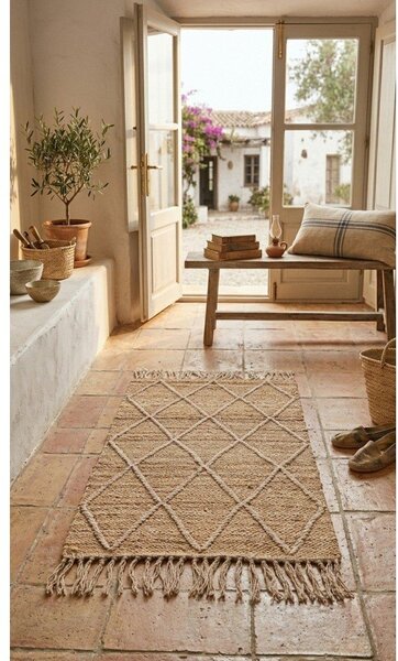 Ръчно изработен ютен килим в естествен цвят 60x90 cm Shaila – Yes Everyday