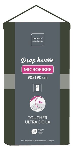 Еластичен чаршаф от микрофибър в цвят каки 90x190 cm Oscar – douceur d'intérieur