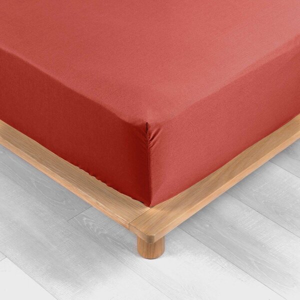 Еластичен чаршаф от памук перкал в тухлен цвят 90x190 cm Percaline – douceur d'intérieur