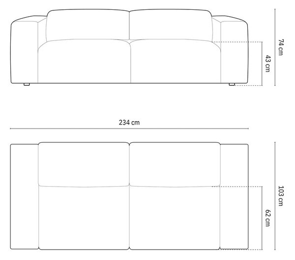 Тъмносин диван 234 cm Cruz – Micadoni Home