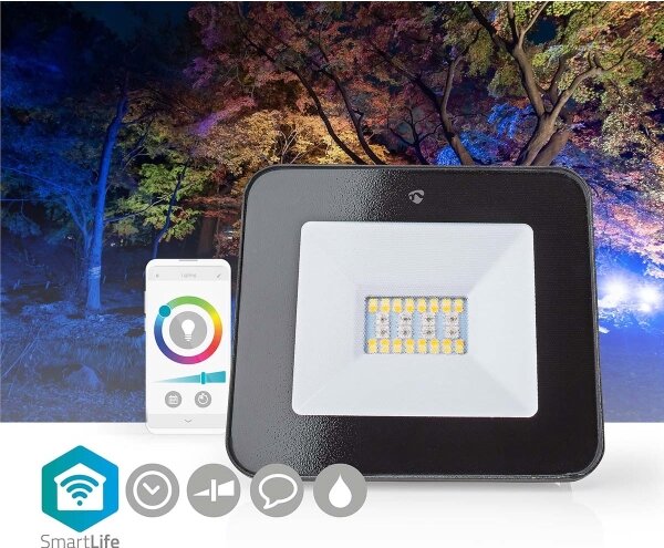 Nedis WIFILOFC20FBK-LED RGBW прожектор SmartLife LED/20W/230V Wi-Fi IP65