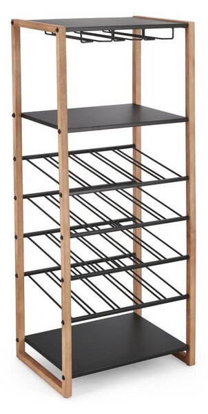 Черен/в естествен цвят метален шкаф за вино брой бутилки 20, 50x122x35 cm Isaac – Yes Everyday