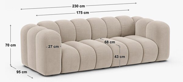 Жълт диван 228 cm Lupine – Micadoni Home