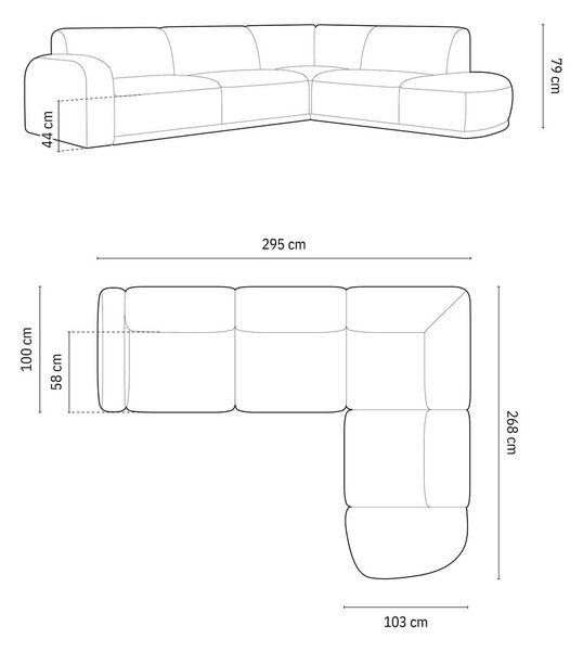 Син кадифен ъглов диван Erin – Micadoni Home