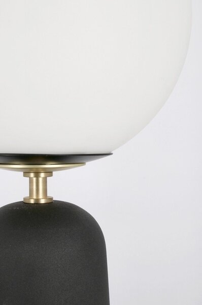 Черна метална настолна лампа със стъклен абажур (височина 51 cm) Delphine – Bizzotto