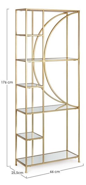 Стоманена библиотека в златист цвят 66x176x25,5 cm Elenor – Bizzotto