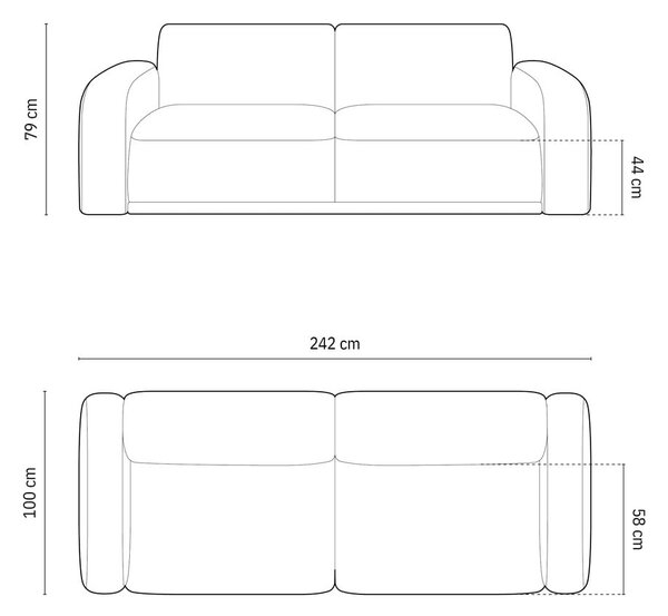 Светлосив кадифен диван 242 cm Erin – Micadoni Home