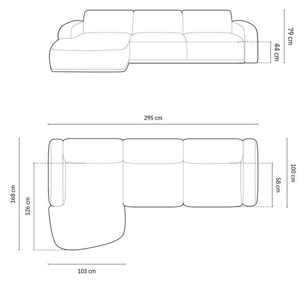 Сив кадифен ъглов диван Erin – Micadoni Home