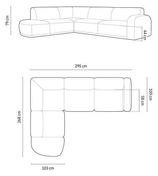 Сив кадифен ъглов диван Erin – Micadoni Home