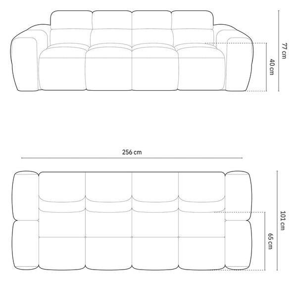 Сив диван 256 cm Lisa – Micadoni Home