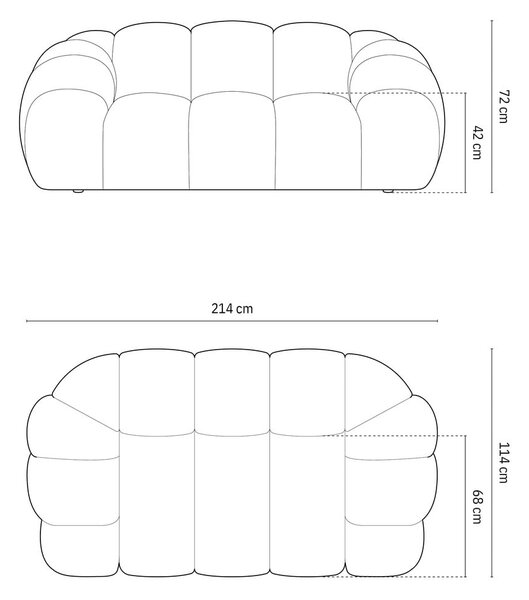 Черен кадифен диван 214 cm Diana – Micadoni Home