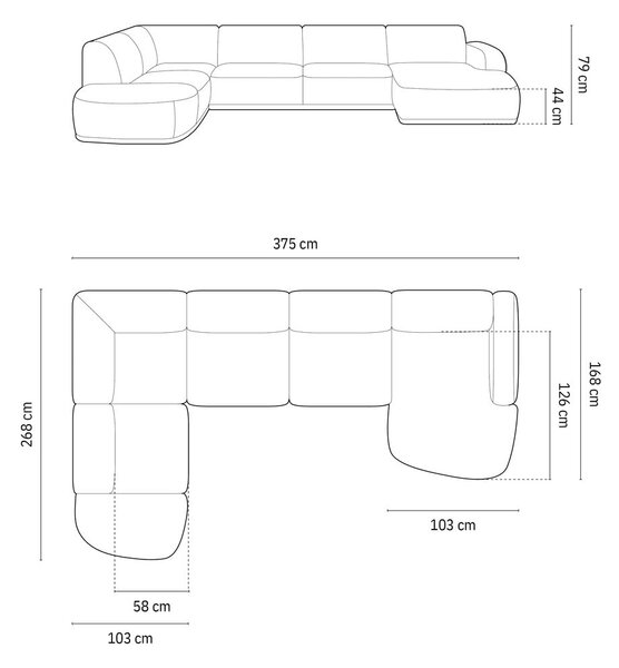 Син кадифен ъглов диван Erin – Micadoni Home