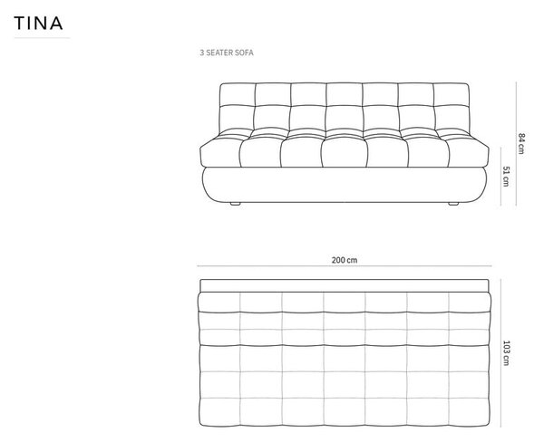 Сив диван 200 cm Tina – Micadoni Home