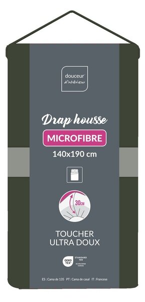 Еластичен чаршаф от микрофибър в цвят каки 140x190 cm Oscar – douceur d'intérieur