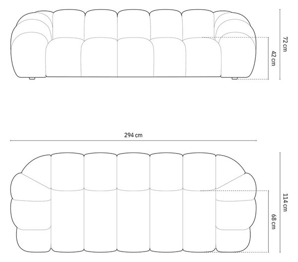 Син кадифен диван 294 cm Diana – Micadoni Home