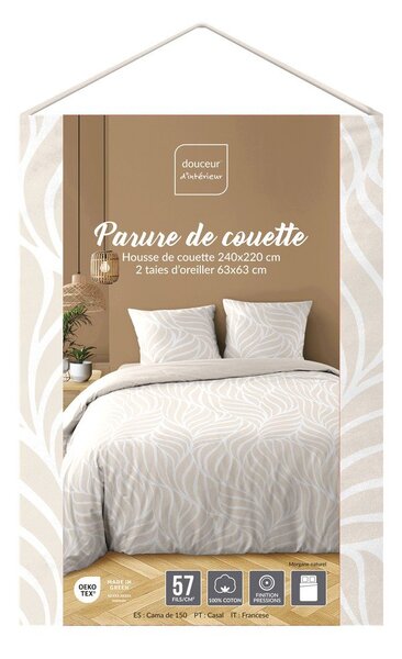 Бежово двойно /удължено 3 части памучно спално бельо 240x220 cm Morgane – douceur d'intérieur