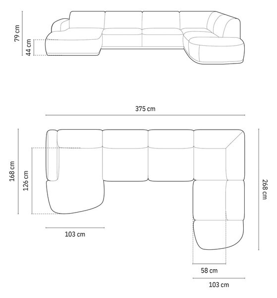 Тъмносин кадифен ъглов диван Erin – Micadoni Home