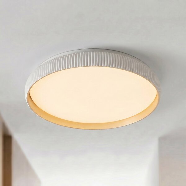 Lindby LED таванна лампа „Jovian“, бяла, Ø 40 см, CCT, с възможност за, Затъмняване, Бял, Дневна/трапезария, Пластмаса, Модерен