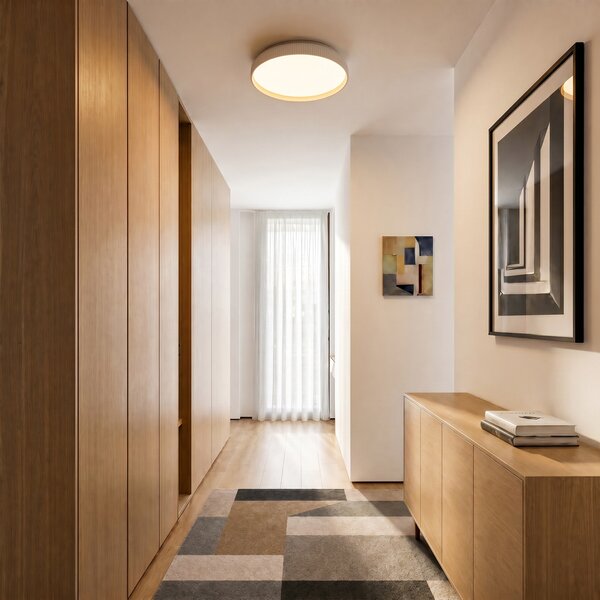 Lindby LED таванна лампа „Jovian“, бяла, Ø 40 см, CCT, с възможност за, Затъмняване, Бял, Дневна/трапезария, Пластмаса, Модерен