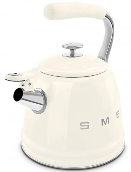 Свирещ чайник Smeg WKF01CR, 2.3 л, Индукция, Ненагряваща се дръжка, Стомана, Крем