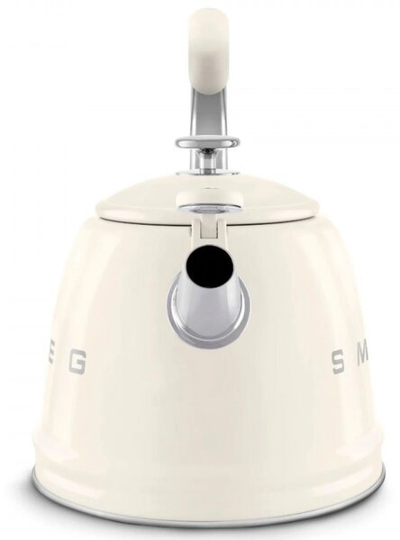 Свирещ чайник Smeg WKF01CR, 2.3 л, Индукция, Ненагряваща се дръжка, Стомана, Крем