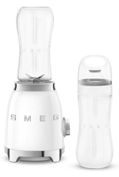 Блендер Smeg PBF01WHEU, 300W, 2x 600 мл, 20000-24000 об/мин, Противоплъзгаща основа, Без BPA, Неръждаема стомана, Бял