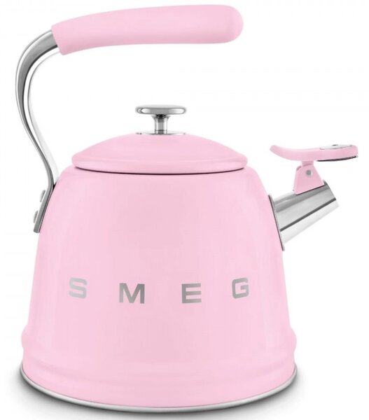Свирещ чайник Smeg WKF01PK, 2.3 л, Индукция, Ненагряваща се дръжка, Стомана, Розов