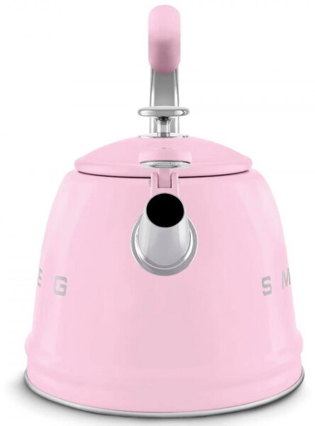 Свирещ чайник Smeg WKF01PK, 2.3 л, Индукция, Ненагряваща се дръжка, Стомана, Розов