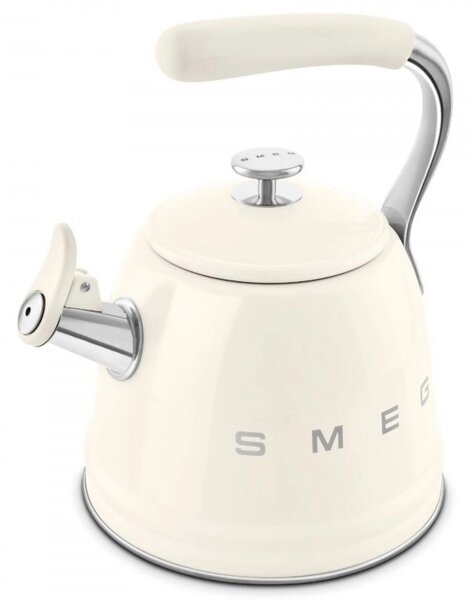 Свирещ чайник Smeg WKF01CR, 2.3 л, Индукция, Ненагряваща се дръжка, Стомана, Крем