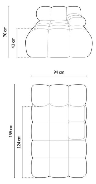 Антрацитен модул за диван от букле (десен ъгъл) Bellis – Micadoni Home