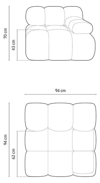 Оранжев модул за диван от букле (десен ъгъл) Bellis – Micadoni Home