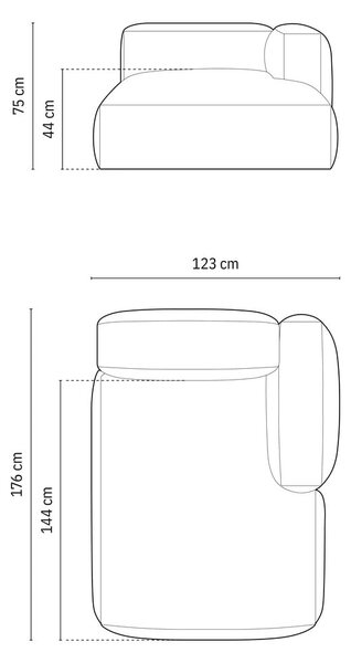 Светлосив модул за диван (десен ъгъл) Martina – Micadoni Home