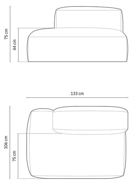 Тъмносин модул за диван от букле (ляв ъгъл) Martina – Micadoni Home