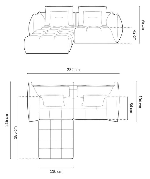 Бежов ъглов диван от букле (променлив) Bloom – Micadoni Home