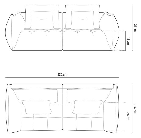 Светлозелен диван от букле 232 cm Bloom – Micadoni Home