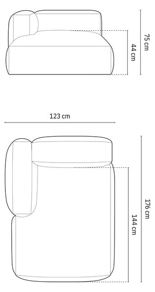 Светлосив модул за диван (ляв ъгъл) Martina – Micadoni Home