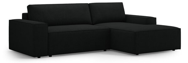Черен разтегателен ъглов диван от букле (десен ъгъл) Jodie – Micadoni Home