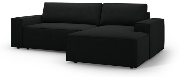 Черен разтегателен ъглов диван от букле (десен ъгъл) Jodie – Micadoni Home