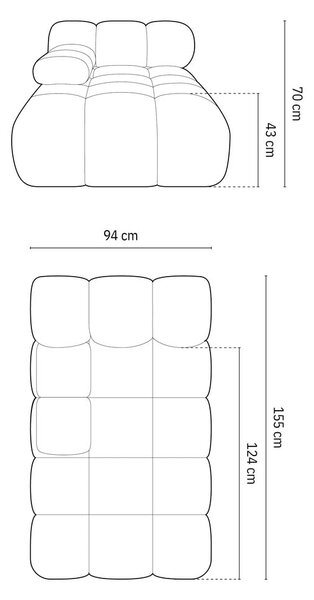 Оранжев модул за диван от букле (ляв ъгъл) Bellis – Micadoni Home