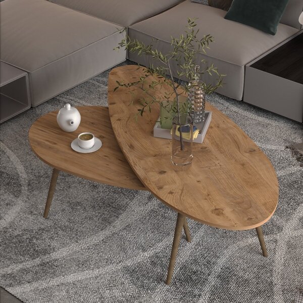 Комплект масички за кафе 2 части Monty Natural 116x46x46 cm